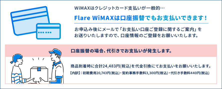 Flare WiMAXは口座振替でもお支払いできます！